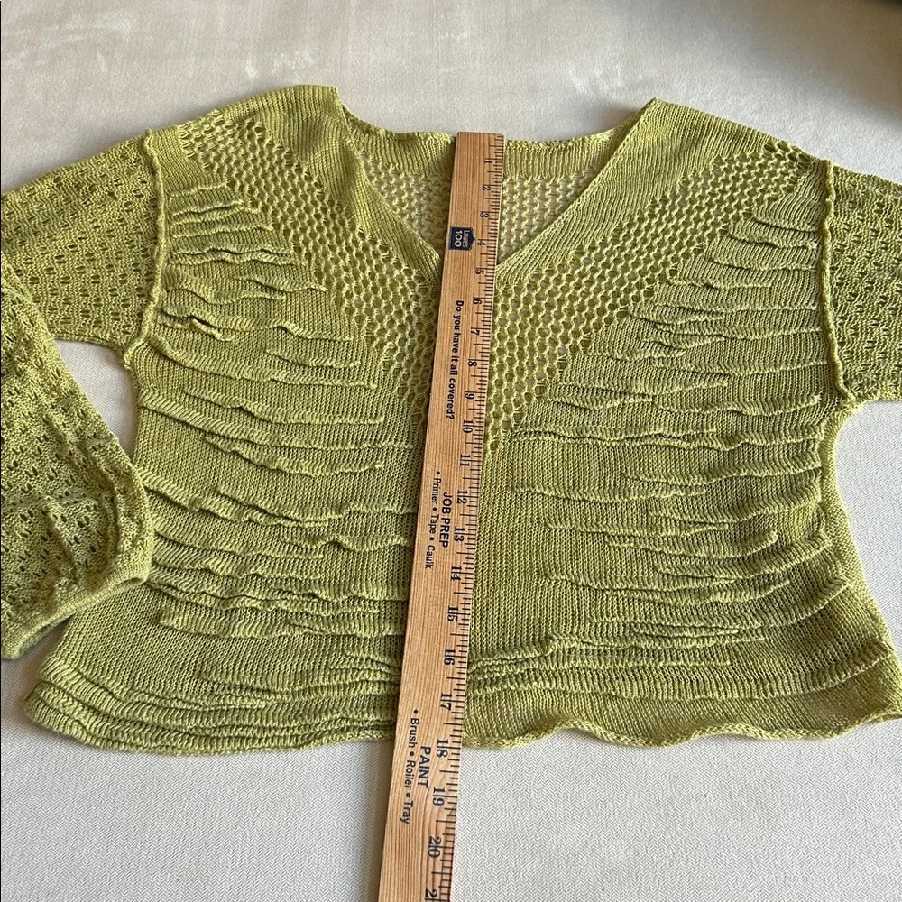 Free‎ People Women’s Open Knit V-Neck Long Sleeve Pullover Sweater Green Size S